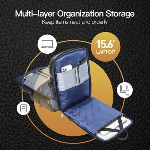 Δερμάτινο Σακίδιο πλάτης Αντικλεπτικό 28L Laptop 17,3” Bopai 61-121971 μαύρο 4