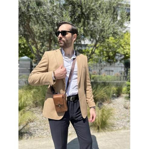 Δερμάτινο τσαντάκι ώμου Bull Captain ΥΒ043V σκούρο καφέ 3