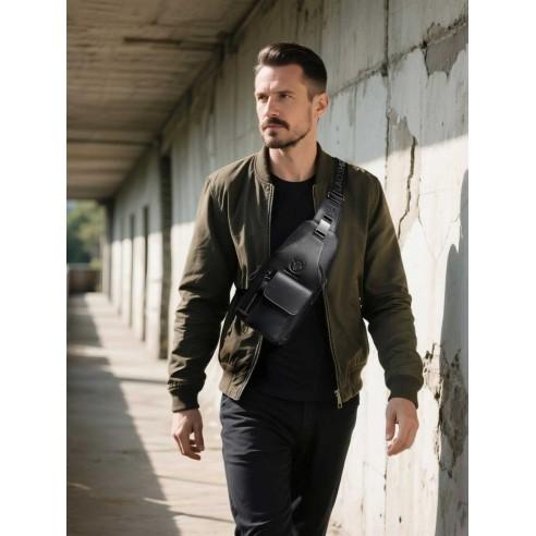 Δερμάτινη Τσάντα Στήθους Bull Captain XB 018 μαύρο 2