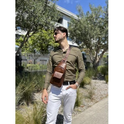 Δερμάτινο τσαντάκι body Bull Captain XB 121 καφέ 2