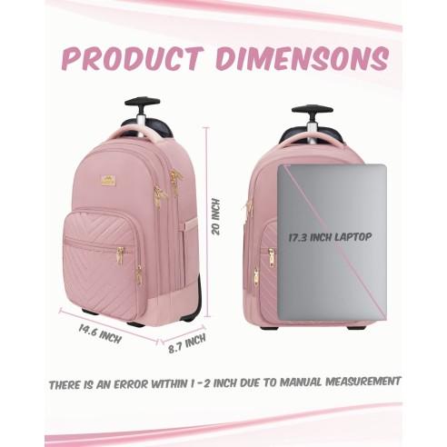 Γυναικείο Σακίδιο πλάτης Τροχήλατο 42L Laptop 17,3” Matein 1417 ροζ 4