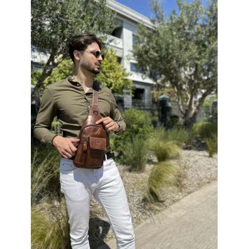 Δερμάτινο τσαντάκι body Bull Captain XB 121 καφέ 3