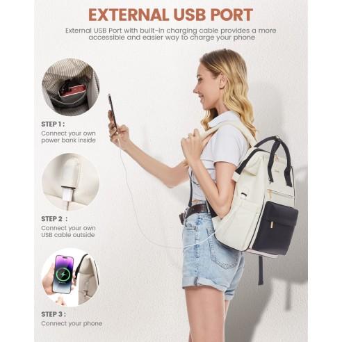 Γυναικείο Σακίδιο με USB Lovevook 15,6'' MB2146 beige/black 3