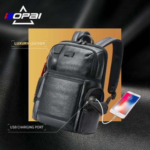 Δερμάτινο Σακίδιο πλάτης Αντικλεπτικό 28L Laptop 17,3” Bopai 61-121971 μαύρο 5