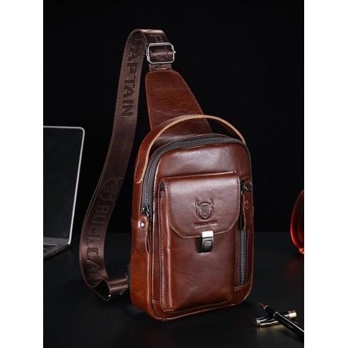 Δερμάτινο τσαντάκι body Bull Captain XB555 σκούρο καφέ 4