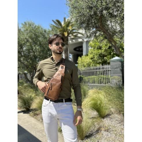 Δερμάτινο τσαντάκι crossbody Bull Captain XB 019 καφέ 2