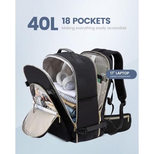 Σακίδιο ταξιδιού για γυναίκες 40L Carry on 17,3" WB2029 black/gray 3