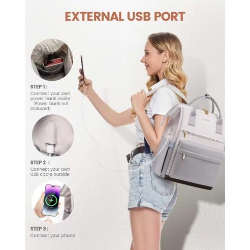 Γυναικείο Σακίδιο USB Lovevook 15,6'' MB2146 beige gray brown 2