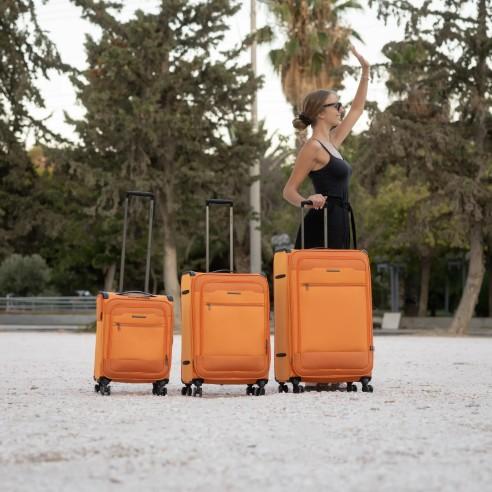 Βαλίτσες Υφασμάτινες σετ τριάδα Newcom N1510 orange 2