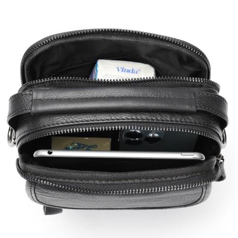 Δερμάτινο τσαντάκι ώμου Cardinal 6093 black 4