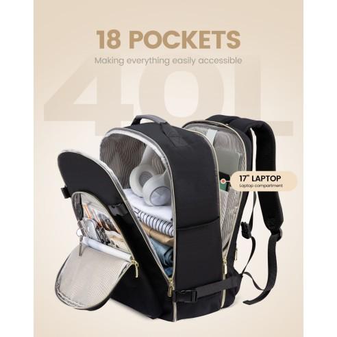 Σακίδιο ταξιδιού για γυναίκες 40L Carry on 17,3" WB2029 black/gray 4