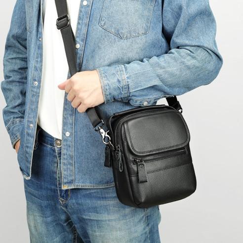 Δερμάτινο τσαντάκι ώμου Cardinal 6093 black 2
