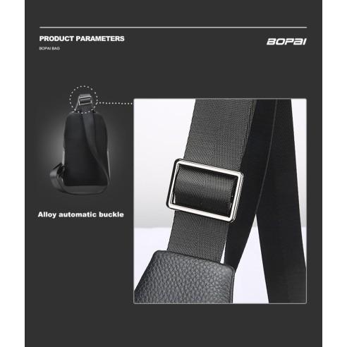 Δερμάτινο τσαντάκι crossbody Bopai 11-122901 μαύρο 4