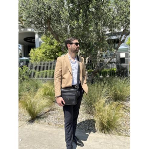 Δερμάτινος μικρός χαρτοφύλακας/Τσαντάκι Ώμου Cardinal 6015 μαύρο 2