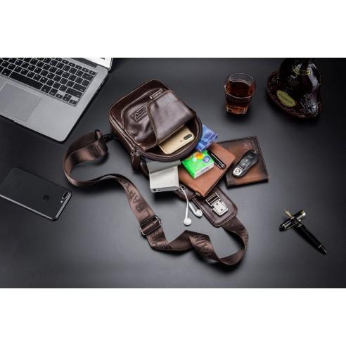 Δερμάτινο τσαντάκι body Bull Captain XB 095 σκούρο καφέ 4
